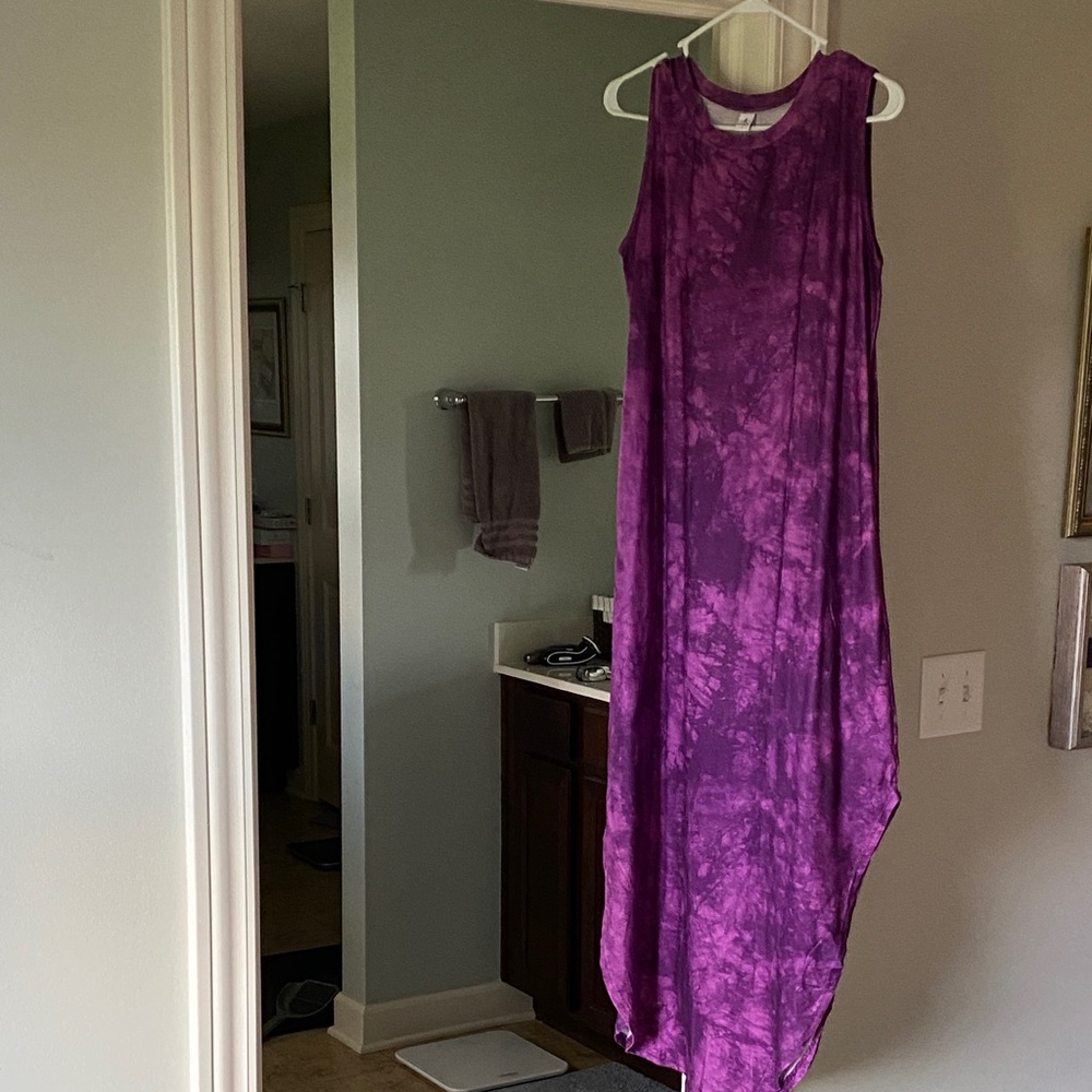 Purple Tie-Dye Sleeveless Dress